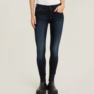 G-STAR RAW SZ 31x32 (US Size 12) Lynn Mid Skinny Distressed Blue Jeans